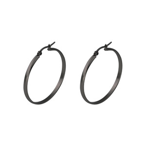 Vente en gros pas cher boucles <span class=keywords><strong>d</strong></span>'oreilles créoles plates 20/30/40/50/60mm en acier inoxydable sans <span class=keywords><strong>d</strong></span>écoloration <span class=keywords><strong>or</strong></span> <span class=keywords><strong>noir</strong></span> 3mm boucles <span class=keywords><strong>d</strong></span>'oreilles simples pour femmes - Product Image 2