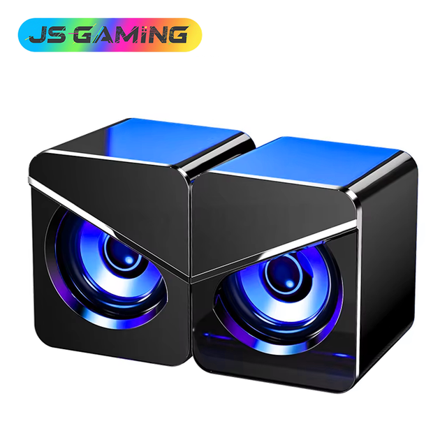 JSGAMING V-116 Active Computer Speakers RGB LED Amplified Wired USB Portable Audio Player Dual Enclosure Box Design OEM ODM