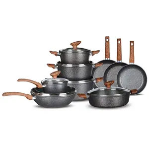 Juego de ollas y sartenes antiadherentes de aluminio, con fondo de inducción y mango de baquelita, <span class=keywords><strong>2022</strong></span> unidades - Product Image 1