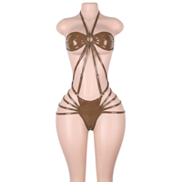Tenues de danse exotiques en cuir verni à lacets, ensembles de combinaisons, sous-vêtements string, tenues de pole dance, vêtements de festival, rave et clubwear