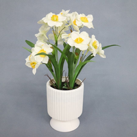 Fleurs artificielles de narcisse de 36 cm de haut, bonsaï d'intérieur, plante de narcisse artificielle