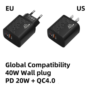 Khả năng tương thích toàn cầu 2 cổng tường cắm USB A + C cắm PD 20W mới đến 40W nhanh chóng nhanh chóng USB qc4.0 tường Sạc Adapter với hộp - Product Image 2
