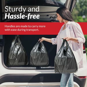 T-shirt Plastic Bags Black Plastic Bags with Handles (Plain) | Ideal for Grocery, <b>Shopping</b>, Food Take Out/To Go, <b>Small</b> Business - Product Image 4