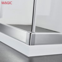 Paroi de douche coulissante incurvée MAGIC F18 pour hôtel et maison d'hôtes, en verre trempé, séparation sec/humide, design européen, cadre en aluminium