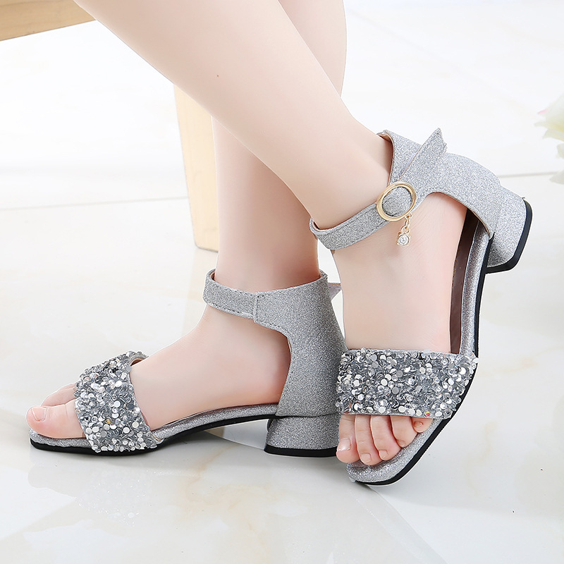 Fashion Children Sandals Big Girls High Heel Open Toe Shoes Girls Soft Casual Shoes Kids Sweet Princess Sandals