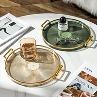 Plateau rond de style nordique ins vent verre collation plateau de fruits stockage cosmétique maison salon décoration organisateur de parfum