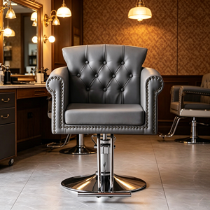 Silla de Barbero de Cuero Sintético Vintage de Lujo con Rotación de 360 Grados, Bomba Hidráulica, Estilo Antiguo para Salón de Belleza y Barbería - Product Image 5