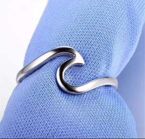 แหวนรูปคลื่นรูปตัว S แหวนหยักทำจากเงินสเตอร์ลิง925เนื้อดีดีไซน์เรียบง่ายแฟชั่น - Product Image 5