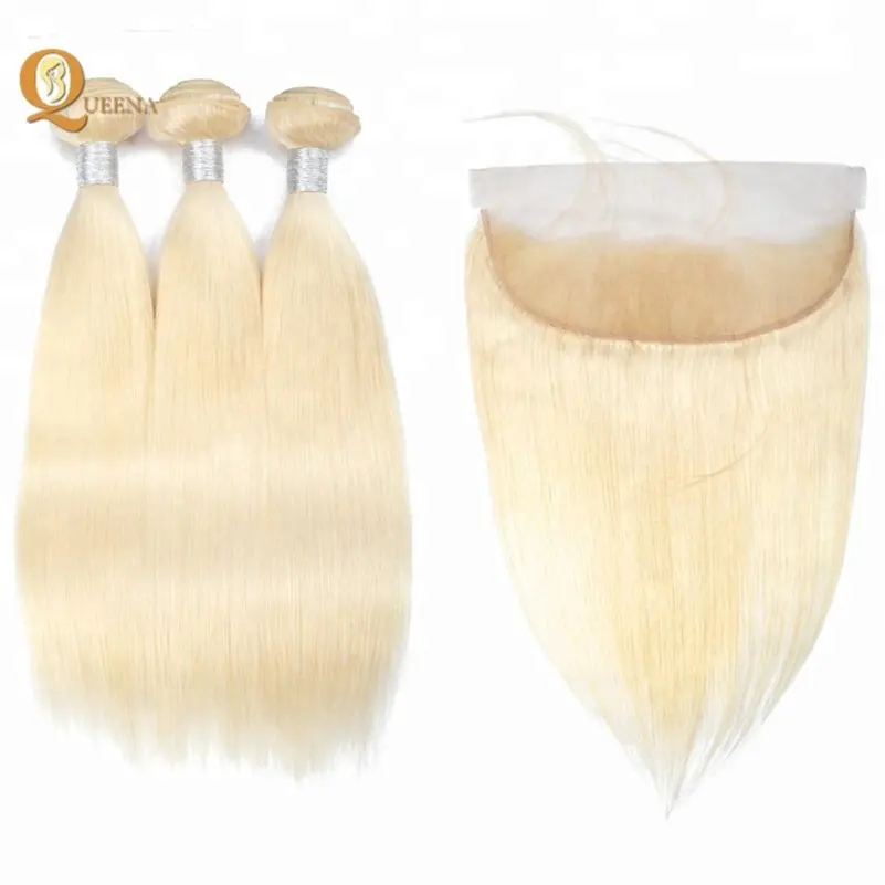 613 40Inch Raw Human Blonde Hair Bundles With Frontal,Perruque Blond Virgin Hair Vendor,Remy Brazilian Human Hair Extensions