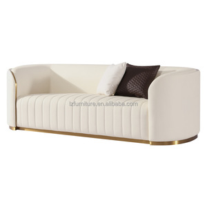 Customize Living Room Furniture <b>Cream</b> White Leather Curved <b>Sofa</b> Modern - Product Image 4