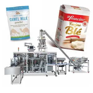 Full automatic low gluten wheat flour vacuum brick paper bag packaging bagger almond flour stand up pouch packing machine