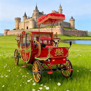 Calèche royale électrique de haute performance et de bonne qualité pour mariages, calèche rouge royale à vendre - Product Image 1