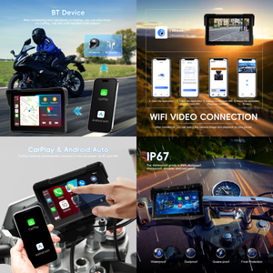 หน้าจอ Podofo ขนาด <span class=keywords><strong>7</strong></span> นิ้ว สำหรับมอเตอร์ไซค์ แบบพกพา รองรับ Carplay ไร้สาย ระบบนำทาง Android Auto กันน้ำ <span class=keywords><strong>IP67</strong></span> ขายส่งจากโรงงาน - Product Image 2
