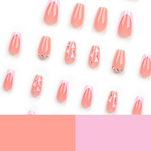 Faux ongles réutilisables en <span class=keywords><strong>diamant</strong></span> blanc rose de luxe conçus en français sur mesure en acrylique ABS sur les ongles pour les doigts des femmes - Product Image 4