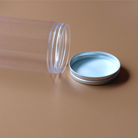 Vente flash - Pot en plastique PET transparent avec couvercle à vis en aluminium - Contenant de stockage alimentaire hermétique pour cosmétiques, herbes et produits secs