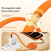 Kabel Data Magnetik 240W Source Factory, Kabel Datar Pengisian Cepat yang Dapat Ditarik Ulang, Kompatibel