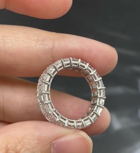 14K/18K Платиновое Белое золото 0.1CT 0.2CT изумрудная огранка DE VVS выращенное в лаборатории кольцо с бриллиантами кольцо вечности - Product Image 3