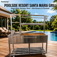 Grill de style Santa Maria en acier inoxydable robuste et moderne, manivelle manuelle, portable, pour barbecue au charbon de bois