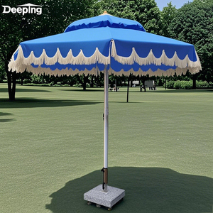 Glamping dos capas sombrillas con flecos sombrillas al aire libre boda resistente viento alto sombrilla de playa sombrillas con arena - Product Image 1