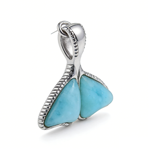 Collier pendentif en argent 925 avec larimar, <span class=keywords><strong>pierre</strong></span> bleue naturelle, bijoux thème vie marine pour femme, cadeau idéal pour les <span class=keywords><strong>vacances</strong></span> d'été - Product Image 3