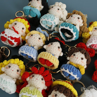 Porte-clés Poupée Dessin Animé en Peluche Princesse Mignonne, Tricotée à la Main au Crochet, Breloque de Sac Exquise