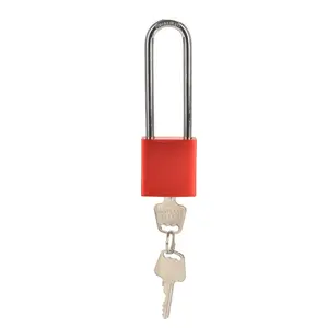 Manufacture Rugged Aluminum Lock Body Red Colour 76 MM Long Shackle Safety Padlock