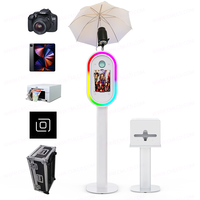 Photomaton léger avec coque métallique pour appareil photo reflex numérique et iPad, avec flash et parapluie, kiosque photo pour selfies