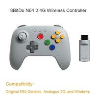 Manette sans fil 8BitDo N 64 2.4G pour console N64 originale, joystick analogique 3D et manette de jeu rétro à effet Hall pour Windows