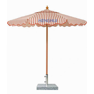 Sombrilla de Patio y Jardín, Sombrilla de Playa Impermeable, Protección Solar Anti-UV, Poste Central, Borde Festoneado a Rayas - Product Image 3