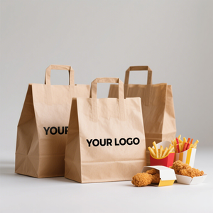 Bolsas de Papel Kraft Blancas y Marrones Económicas con Logotipo, Bolsa de Compras de Papel con Logotipo, Bolsas de Papel Kraft para Llevar con Asas - Product Image 2