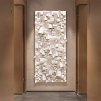 Œuvre d'art murale en bois 3D contemporaine abstraite style Wabi Sabi pour hôtel, nature morte, luxe, entrée, vente en gros personnalisée