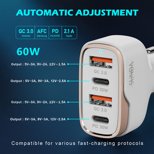 Cargador de Coche USB de 4 Puertos SUNDAREE, Adaptador de Carga Rápida Dual PD <span class=keywords><strong>QC3</strong></span>.0 Tipo C, Adaptador OEM Tipo C para Todos los Teléfonos Inteligentes - Product Image 5