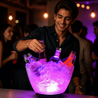 Cubo de Hielo LED Recargable con Logotipo Personalizado, 4L 8L 12L RGB PS Transparente, para Vino, Champán, Bar, KTV, Hotel, Fiesta, Suministro OEM