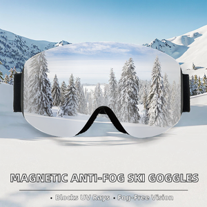 工厂防风泡沫填充滑雪运动护目镜 UV400 防护球形磁性双层防雾定制滑雪护目镜 - Product Image 2