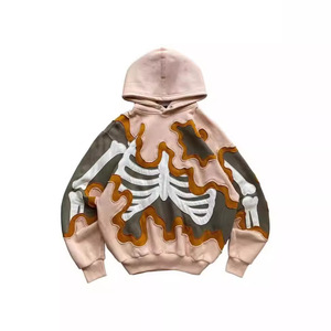 Sudadera con capucha para hombre estilo retro Y2K, con estampado de espuma, cierre de cremallera, estilo urbano oscuro, moderno y holgado, ODM - Product Image 2