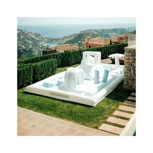 Bantalan cipratan putih Pastel taman air, Slide Kombo tiup alas cipratan mainan anak dengan Blower - Product Image 1