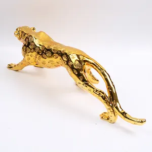Tinh Tế Trang Trí Nội Thất Thủ Công Mỹ Nghệ Vàng Phong Cách Nhựa Nghệ Thuật Trang Trí Nội Thất FRP Vàng Leopard Đồ Trang Trí Động Vật Cheetah Châu Âu