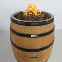 Table de foyer extérieur en forme de baril de whisky, résistante à la rouille, au propane, avec réservoir intégré, 65 000 BTU