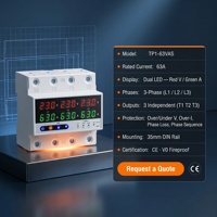 Protector de Energía Inteligente Trifásico CA 63A 50/60Hz con Pantalla Digital, Monitoreo en Tiempo Real, Protector Ajustable, Certificado CE para PC