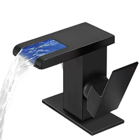 Robinet de salle de bain de luxe en acier inoxydable avec affichage de la température, mitigeur de lavabo en céramique à température variable, robinet à cartouche céramique chaud et froid
