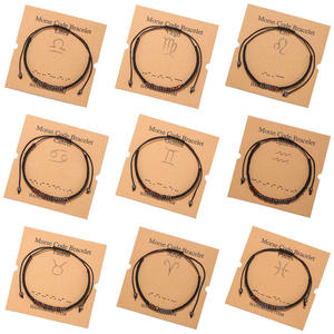 سوار جديد بتصميم عصري يحمل رموز مورس للأبراج الـ12، مصنوع من الحجر الأسود والخشب، سوار أنيق وإبداعي مع بطاقة - Product Image 1