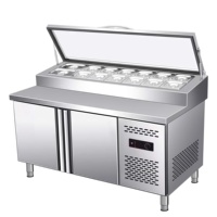Station de préparation de pizzas en acier inoxydable 201 durable, refroidissement statique, capacité 330L, efficacité énergétique A+++, pour ingrédients froids de pizzeria