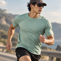 T-shirt de course personnalisé pour homme, respirant, à séchage rapide, en maille perforée au laser, confortable pour la peau, pour l'entraînement et la performance