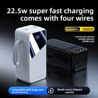 Banque d'alimentation mobile 60000mAh à grande capacité avec écran miroir, charge ultra-rapide 22.5W, panneau solaire, charge 2-en-1, triple USB