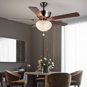 Customized Design Crystal Lamp <strong>Pull</strong> Chain Control Modern Decorative Lighting Ceiling Fan With <strong>Light</strong> - Product Image 3