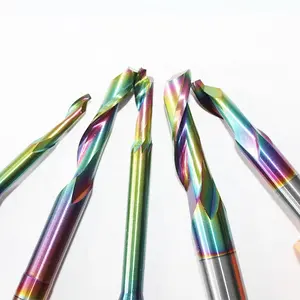 DLC Coating Rainbow Colour Carbide End Mill 1 Flutes Milling Cutter For Aluminum Cutting 5*8*16 45 *90
