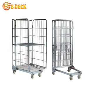 जस्ती सुपरमार्केट परिवहन समायोज्य <span class=keywords><strong>3</strong></span> पक्षों वायर कार्गो भंडारण रोल हैंडलिंग ट्रॉली - Product Image 1