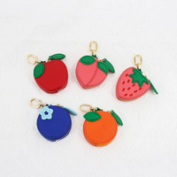 Porte-monnaie miniature en PU, série de fruits créatifs et mignons, porte-clés, sac de rangement, pendentif