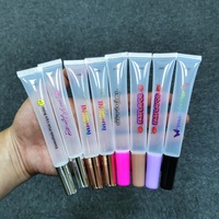 Tubes souples transparents pour gloss à lèvres de 15 ml, avec bouchons en plastique et métal multicolores, rechargeables, pour huile à lèvres, impression de logo personnalisée