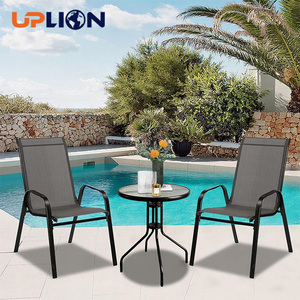 Uplion Ensemble de chaises de table à manger de patio Mobilier de jardin extérieur 3pcs Acier Teslin Hôtel Chaises Ensemble de table Jardin Métal Bistro Sets - Product Image 1
